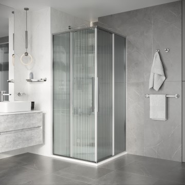 Душевое ограждение Niagara Nova NG-4622-34 (80х80х195) квадрат,раздвижная,хром,стекло рифленое,1 место