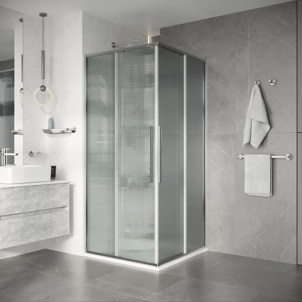 Душевое ограждение Niagara Nova NG-4622-34 (80х80х195) квадрат,раздвижная,хром,стекло рифленое,1 место
