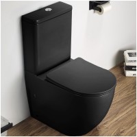 Унитаз Напольный,приставной Ceramalux Rimless с сиденьем и бачком 2166XMB цвет черный