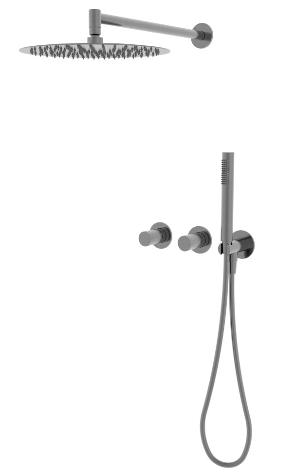 Душевой комплект Aura VSFW-6AU1GM встраиваемый, 2 режима, вороненая сталь