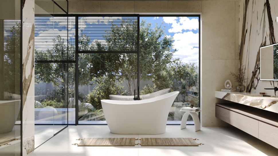 Ванна из искусственного камня ABBER Stein AS9618 белая матовая