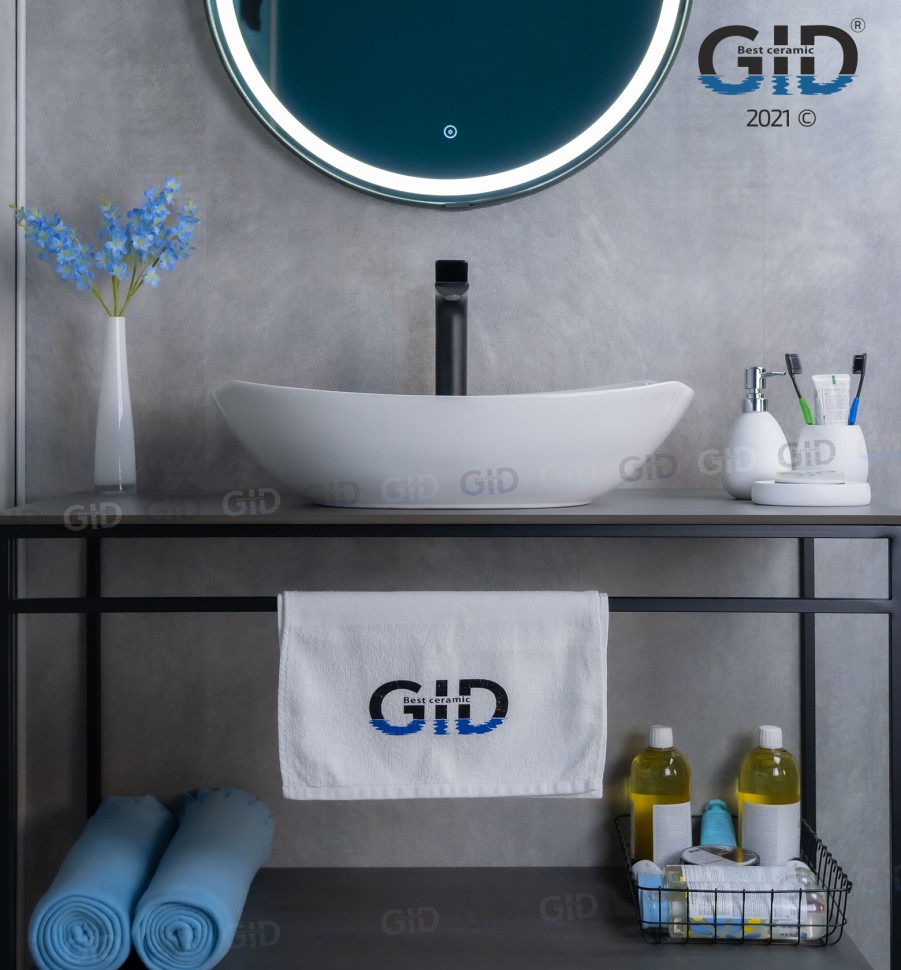 Раковина Gid N9137 51177 накладная белая 56x40x16