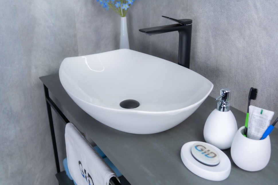 Раковина Gid N9137 51177 накладная белая 56x40x16