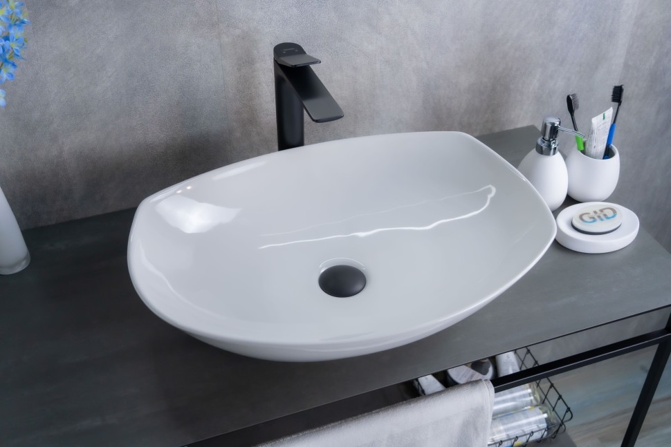 Раковина Gid N9137 51177 накладная белая 56x40x16