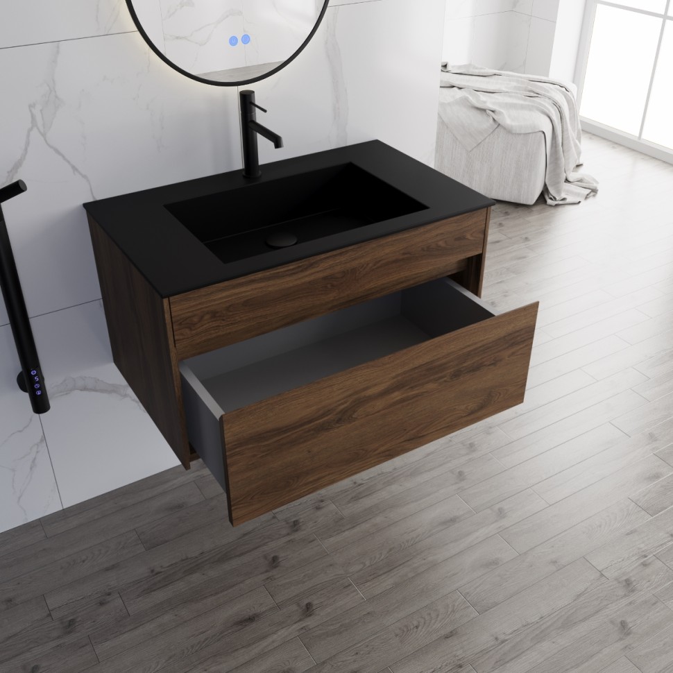 База под раковину Vincea  Chiara 800 подвесная, 1 выкатной ящик soft-close, C.Oak