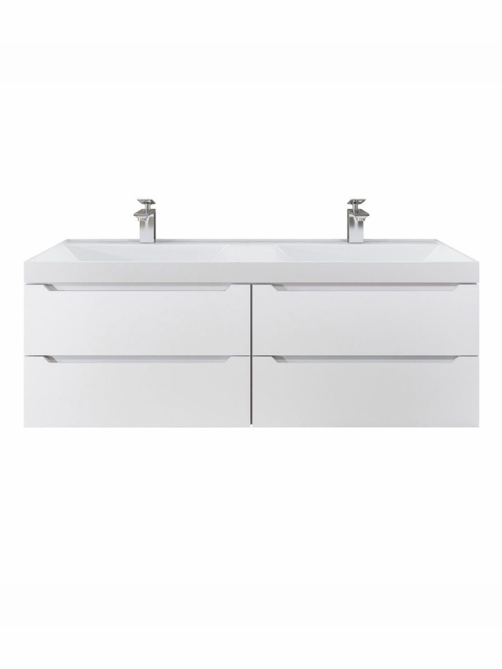 Тумба под двойную раковину для ванной подвесная Uperwood Tanos 120х45х50 см, белая, 4 ящика
