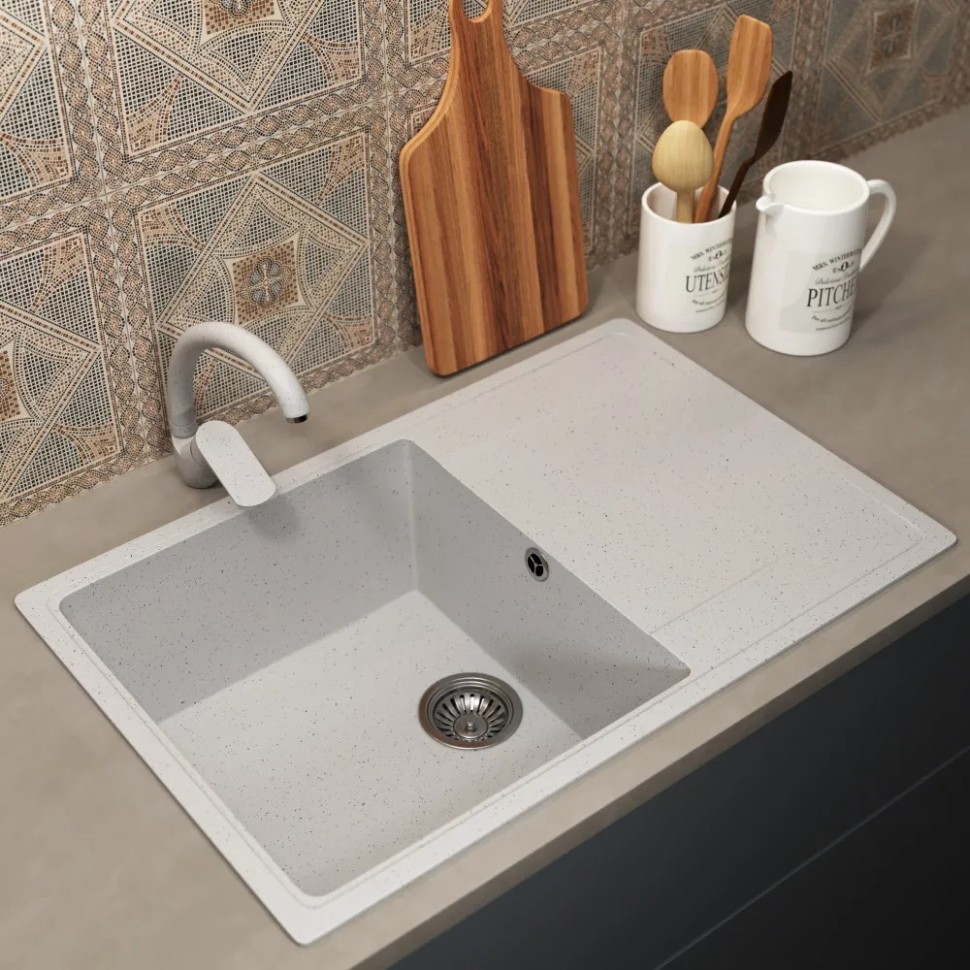 Смеситель для кухни высокий Uperwood ECON UPD-002-01, белыйатовый