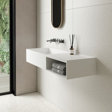 Раковина Солид Серфейс (Solid Surface) Vincea VWB-6S112MW, 1200*400*200, подвесная, цвет белый матовый