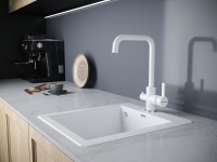 Смеситель для кухни Logas, белый матовый полностью, Lo213021-431TW(WH), Paulmark