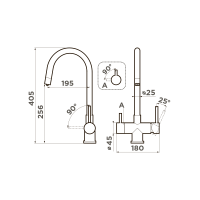 Смеситель для кухни Omoikiri Akita-BN нерж. сталь/нержавеющая сталь
