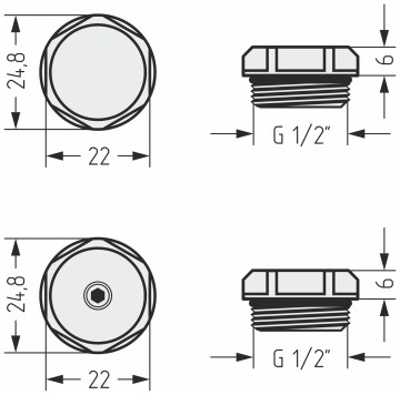 Спускной клапан с заглушкой d 25 мм (G 1/2" НР)