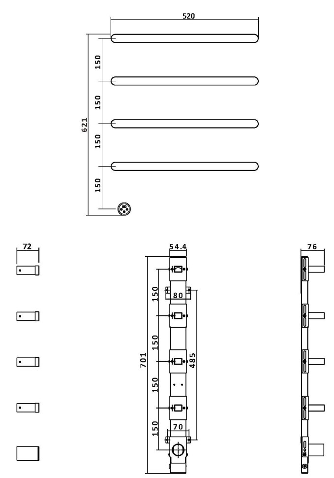 Полотенцесушитель электрический Vincea VTD-2H2GM, вороненая сталь, таймер