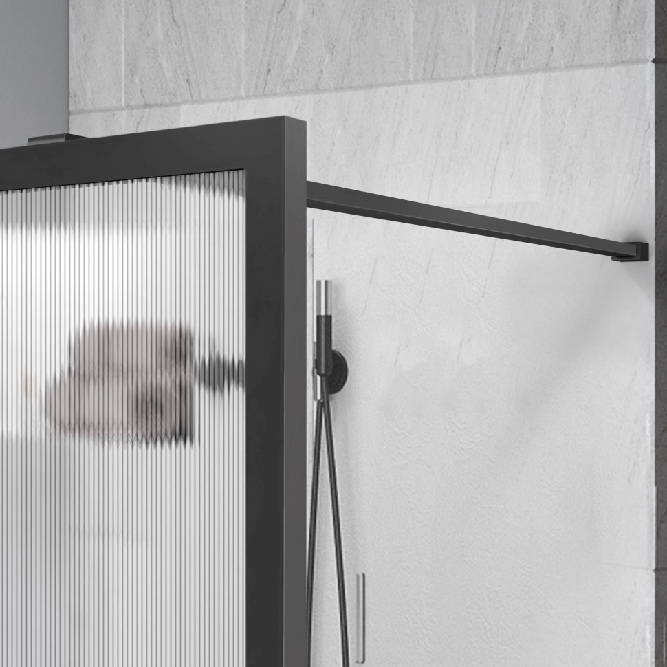 Душевая перегородка Walk-In VSW-1HP120FLGM, 1200*2000, вороненая сталь, стекло рифленое