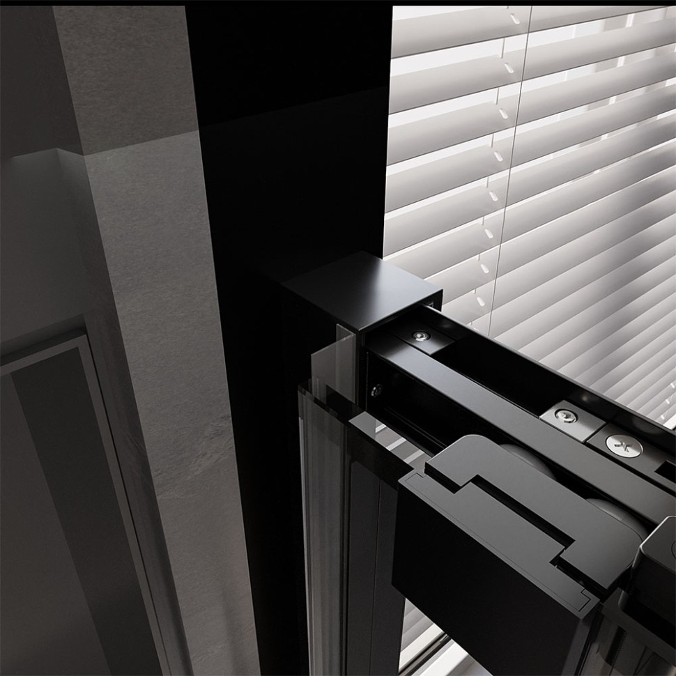 Душевой угол Veconi Premium Trento PTC-SP-30B, 1200х900x2000, черный матовый, стекло прозрачное