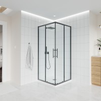 Душевой угол Veconi Evo 300 GR, 1100х900x1950, графит брашинг, прозрачное стекло