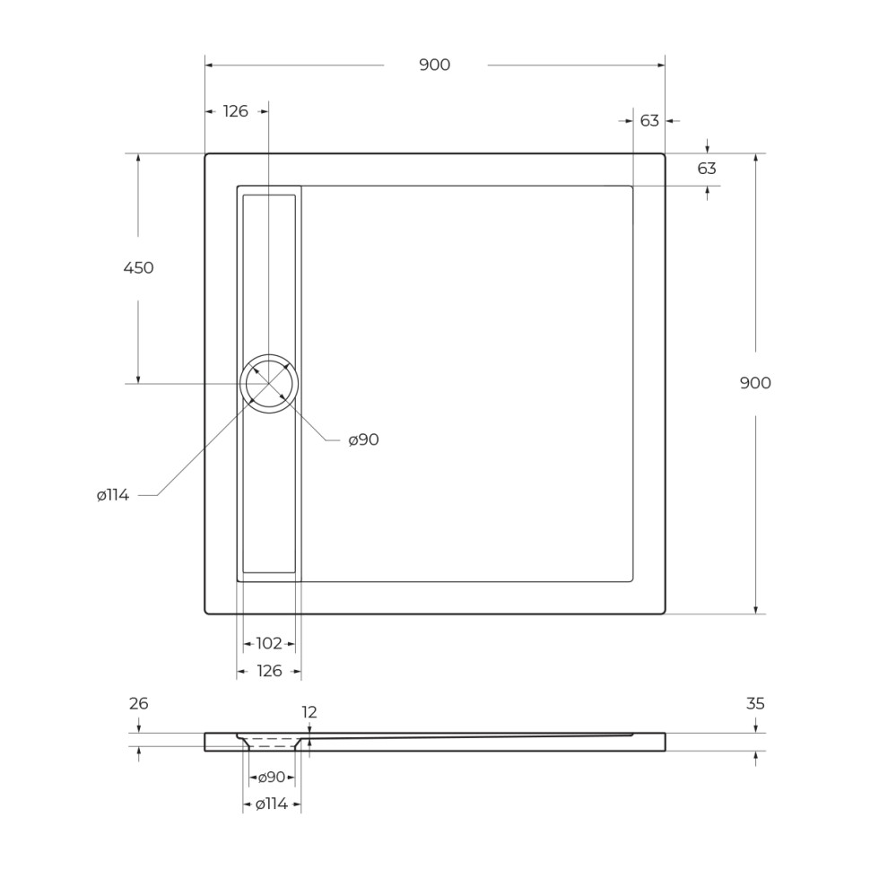 Акриловый поддон BelBagno TRAY-BB-DUE-A-90-4-W0