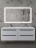 Тумба под двойную раковину для ванной подвесная Uperwood Tanos 120х45х50 см, белая/графит, 4 ящика