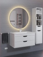 Зеркало для ванной с подсветкой Uperwood Modul 80*80, бесконтактный сенсор, антизапотевание, круглое, теплая подсветка