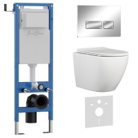 Комплект 3в1 IBERICA BLANCA инсталляция SILENCIO MINI, унитаз BILBAO ALTO белый, кнопка смыва ESTI-R хром глянцевый (IB.001M.BLA.234.213)