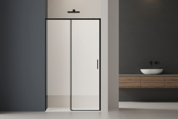 Душевая дверь Софт 2 (Soft 2) VDS-3SO2140CLB, 1400, черный, стекло прозрачное