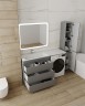 Тумба напольная STYLELINE "Даллас 150" 3 ящика Люкс Плюс серая с раковиной ESTETUS Даллас 1500*482 левый  