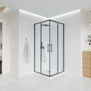 Душевой угол Veconi Evo 300 GR, 1200х800x1950, графит брашинг, прозрачное стекло