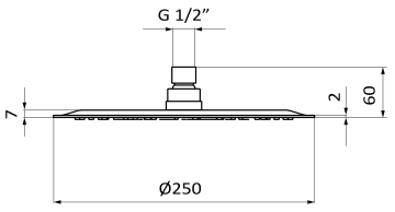 Верхний душ GRB HYDRO 05020002, 250 мм, хром