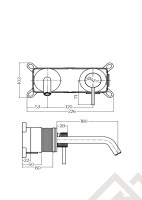 Смеситель для раковины MILLEAU Tissage ML0322KLB-GB с монтажным блоком (встройка), Черный глянец