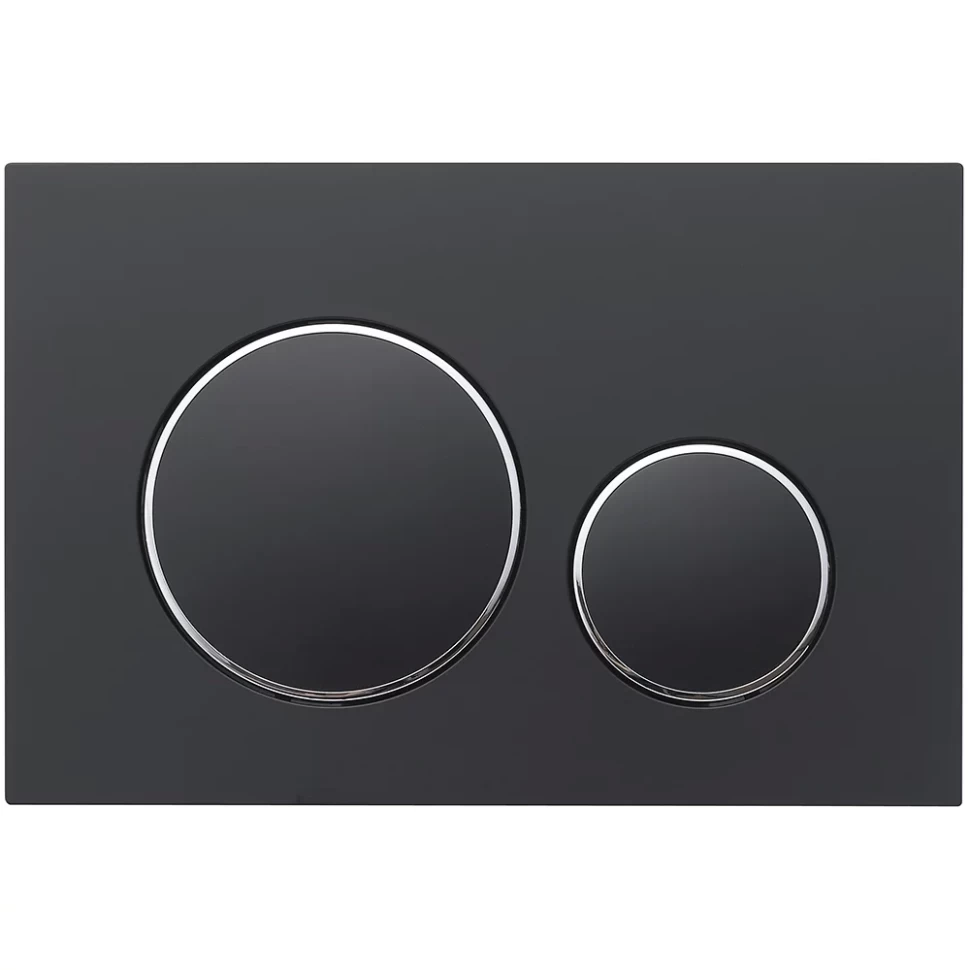 Кнопка смыва Veconi FLUSH V10, черный матовый, кайма - хром глянец