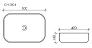 Умывальник чаша накладная прямоугольная Element 600x420x140мм
