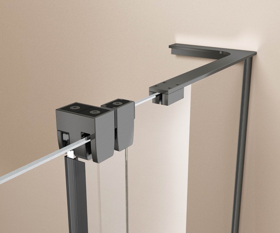 Душевая дверь Волк-Ин (Walk-In) VDS-4WSL120CLGM-R, 1200, вороненая сталь, стекло прозрачное, правая