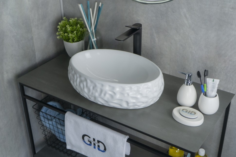 Раковина Gid 9030wf 51187 накладная белая 48x34x15