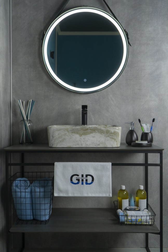 Раковина Gid Mnc605 54460 накладная под камень глянцевая 48x37x13