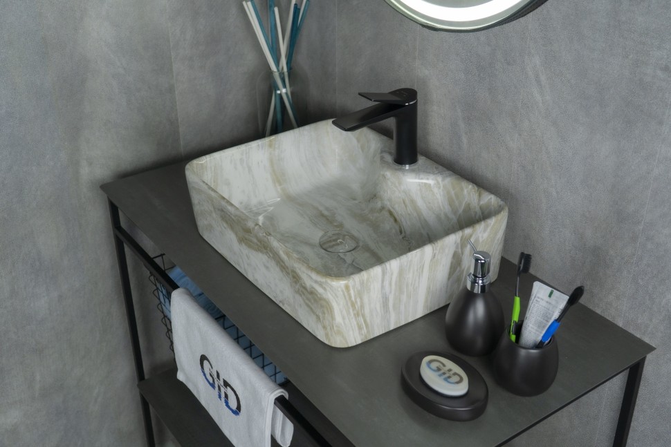 Раковина Gid Mnc605 54460 накладная под камень глянцевая 48x37x13