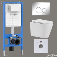 Комплект 3в1 IBERICA BLANCA инсталляция SILENCIO, унитаз BURGOS ALTO белый, кнопка смыва ESTI-O хром глянцевый (IB001.BRA.231.823)