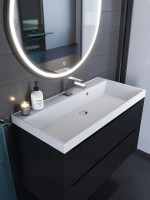 Раковина для ванной 100 см, Uperwood Classic Quartz, кварцевая, белая матовая, жасмин