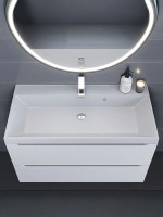 Раковина для ванной 100 см, Uperwood Classic Quartz, кварцевая, белая матовая, жасмин