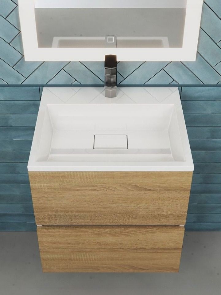 Тумба под раковину для ванной Uperwood Barsa, 50 см, подвесная, белая/дуб сонома