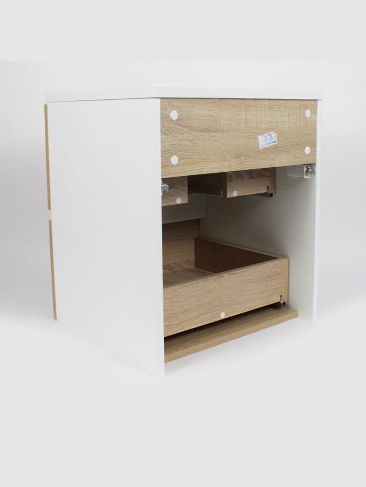 Тумба под раковину для ванной Uperwood Barsa, 50 см, подвесная, белая/дуб сонома