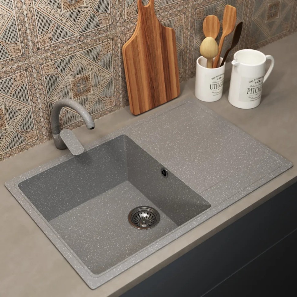 Смеситель для кухни высокий Uperwood ECON UPD-002-03, серыйатовый