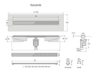 Желоб BERGES водосток В1 Antik 800, хром глянец, S-сифон D50/105 H50 вертикальный