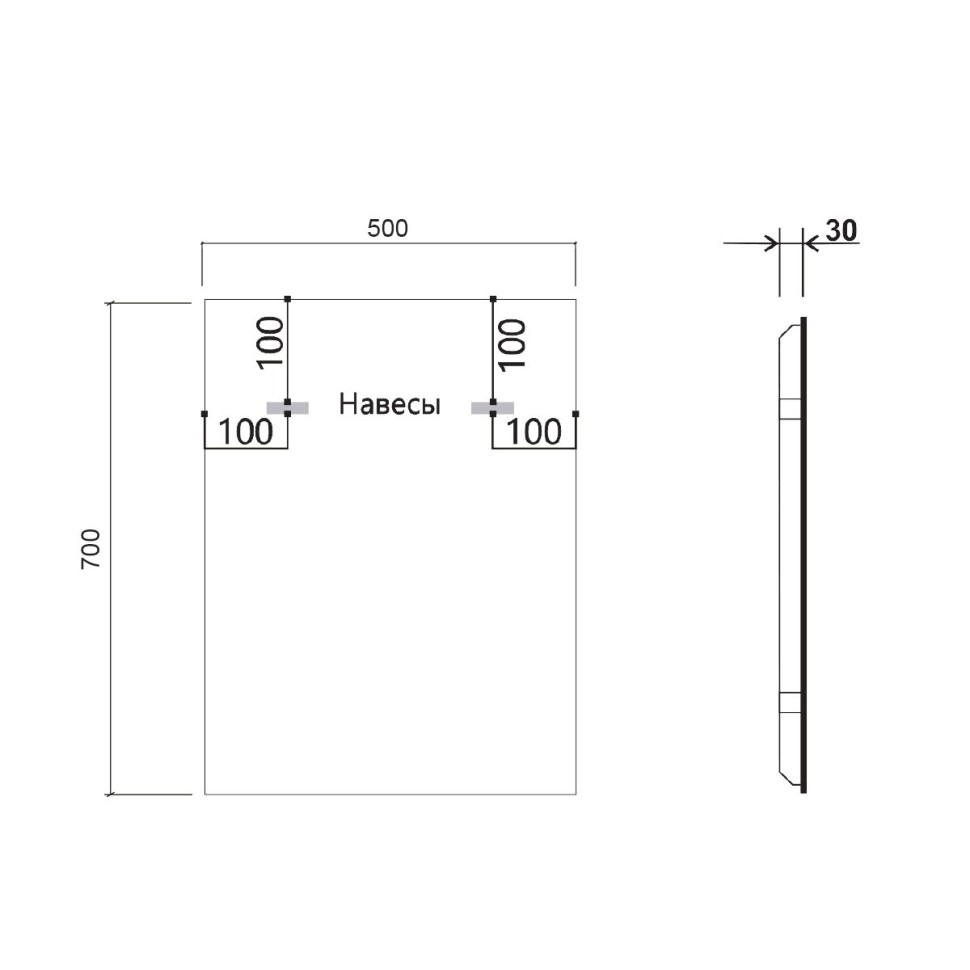 Зеркало LED VLM-3VN500-2 500х700 c сенсорным выключателем и диммером, антизапотевание