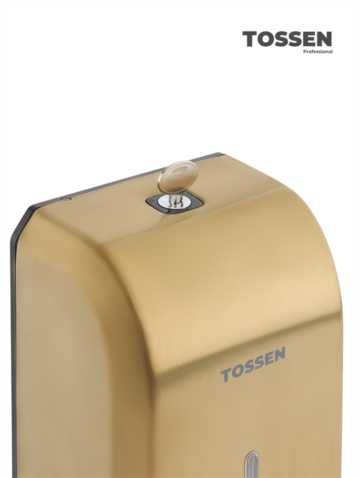 TOSSEN AL-7206 MS - сенсорный диспенсер для мыла/дезинфицирующих средств (капля) (коллекция «Золотая сталь»)  