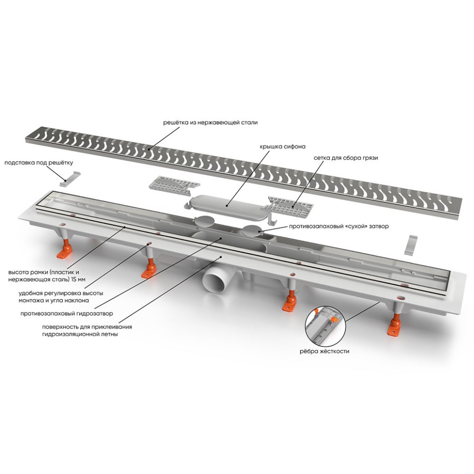 Душевой лоток VeconiKlasik Graphite 750