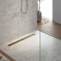 Душевой лоток TIMO Drain System 700 с вставкой "lines", Золото матовое