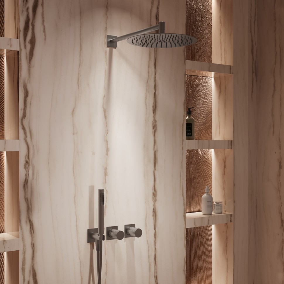 Душевой комплект Alto VSFW-6AL1GM встраиваемый, 2 режима, вороненая сталь