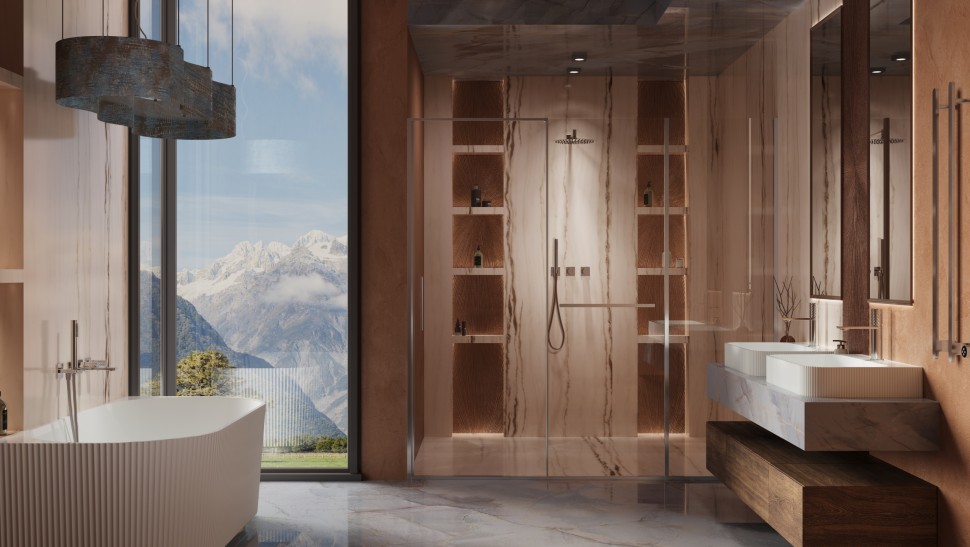 Душевой комплект Alto VSFW-6AL1GM встраиваемый, 2 режима, вороненая сталь