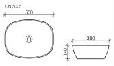 Умывальник чаша накладная овальная Element 500x380x140мм
