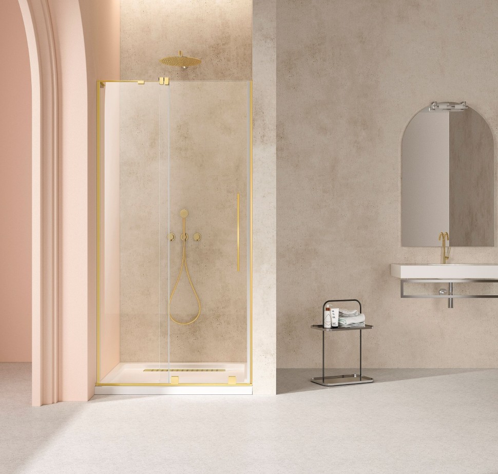 Душевая дверь Волк-Ин (Walk-In) VDS-4WSL120CLG-L, 1200, брашированное золото, стекло прозрачное, левая