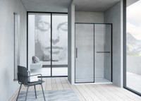 Душевая дверь Slim Soft VDS-1SS140CLB, 1400, черный, стекло прозрачное